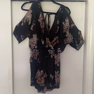 Black Floral Playsuit